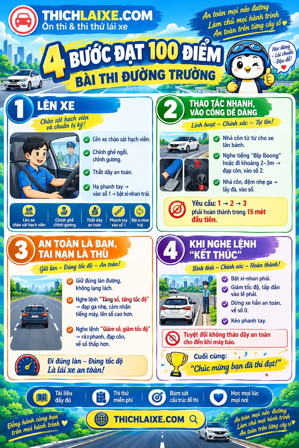 4 Bước Giúp Bạn Đạt 100 Điểm Bài Thi Đường Trường