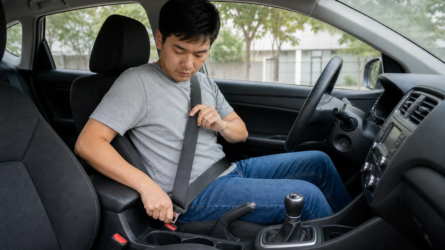 Minh hoạ: Chỉnh ghế, gương và thắt dây